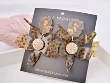 New LeLe Sadoughi Crystal Lily Earrings Clip On Free Shipping