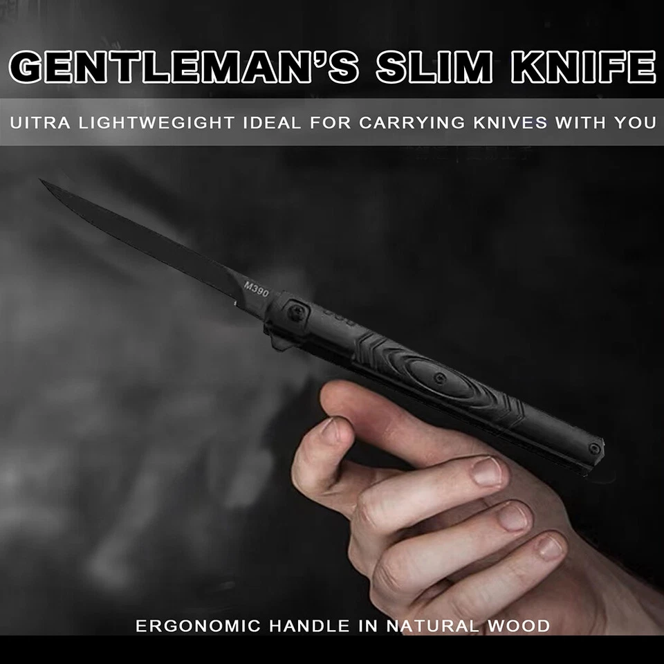 Mens Pocket Folding Knife Sheath Stainless Steel Blade Outdoor Hunting Tactical - Image 3 of 4