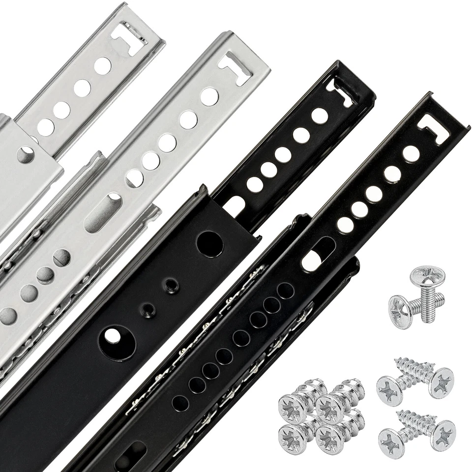 ID DINKEL BINARI PER CASSETTI Estrazione parziale 27 mm Estrazione cassetti Estrazione a Sfera Acciaio e Nero