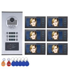 6 Monitor Video Door Phone Intercom System RFID 6 Apartment 1000TVL HD Doorbell