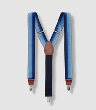  39 Club Room Men's Blue Stretch Striped Clip End Brace Suspenders