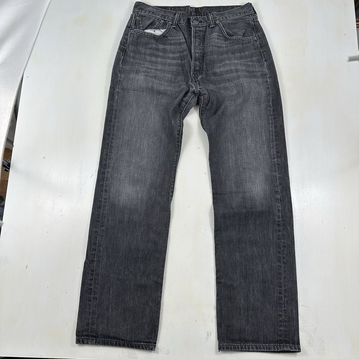 Y2K Levi's Men's 501 Faded Black Denim Actual 33x33 100