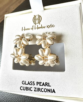 ✳︎10≡28   House of Harlow 1960  ピアス House Of Harlow 1960 Glass Pearl Flower Hoops Boxed | eBay