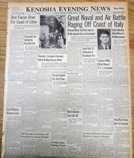 Lot of 10 WW II US newspapers between 1939-1945 with coverage of WORLD WAR TWO