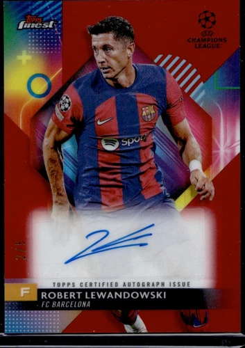 2023-24 Finest Soccer Robert Lewandowski FC BARCELONA A-RW Red Refractor Auto /5