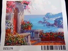 Paint By Numbers Kit Ocean Flowers Villa Cottage Scene 16" x 20"