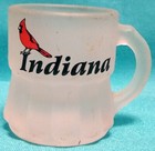 Vintage FROSTED MINIATURE SOUVENIR STEIN Indiana RED CARDINAL — photo 1