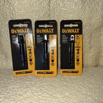 DeWalt 3/8 Socket Adapter & 1/2 3/8 1/4 5/16 Nut Drivers Set of 3