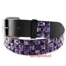 Pyramid Studded Snap On leather belt L 36-40 Black PP