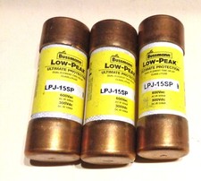 Bussmann LPJ-15SP Fuses15 Amp 600V Lot of 3 NOS Time Delay Class J Dual Element