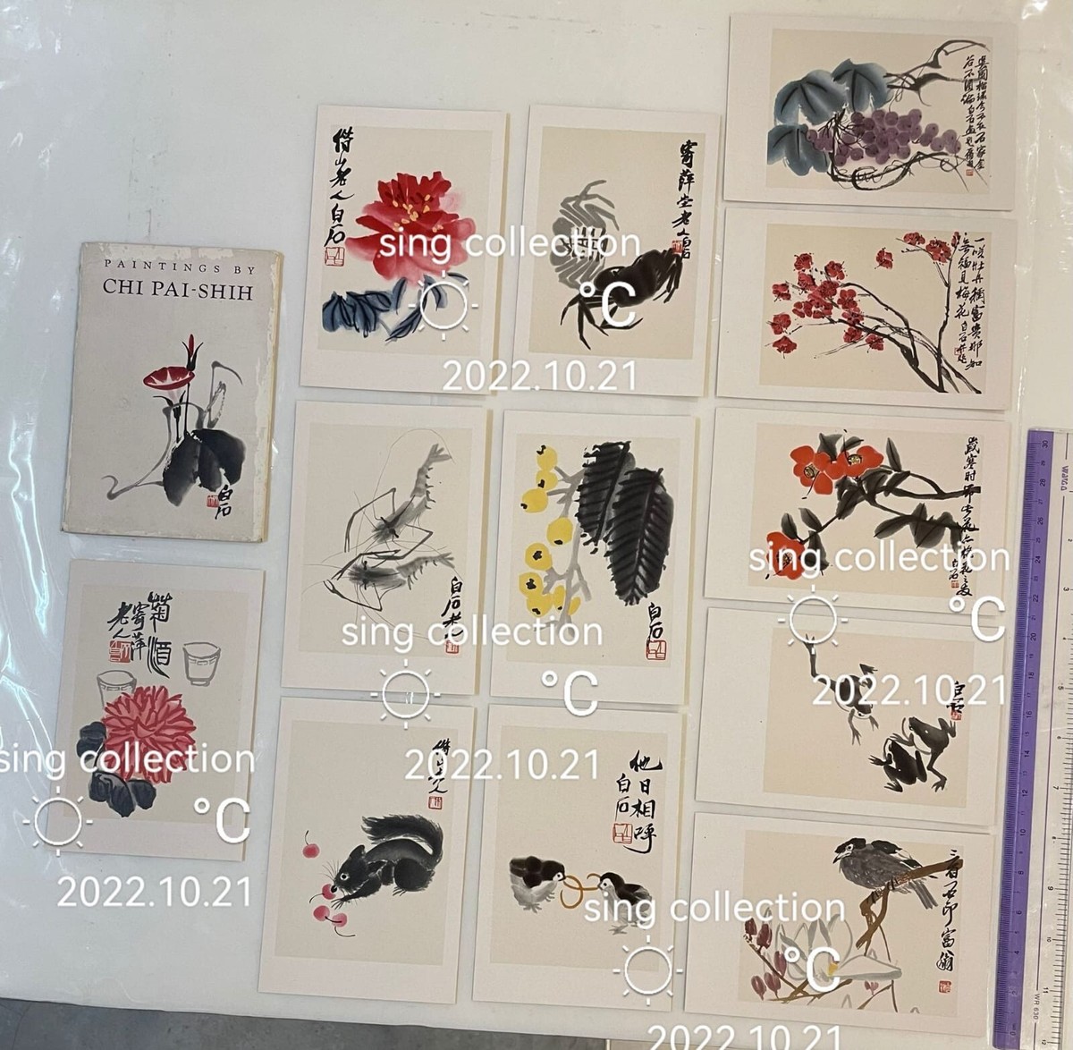 1964 China postcard x 12 - Paintings by Chi Pai Shih Chinese