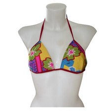Multicolor floral bikini top bra swimwear Sz L
