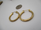 14K Yellow Gold Diamond-Cut Hoop Earrings 1" [E181] — photo 7