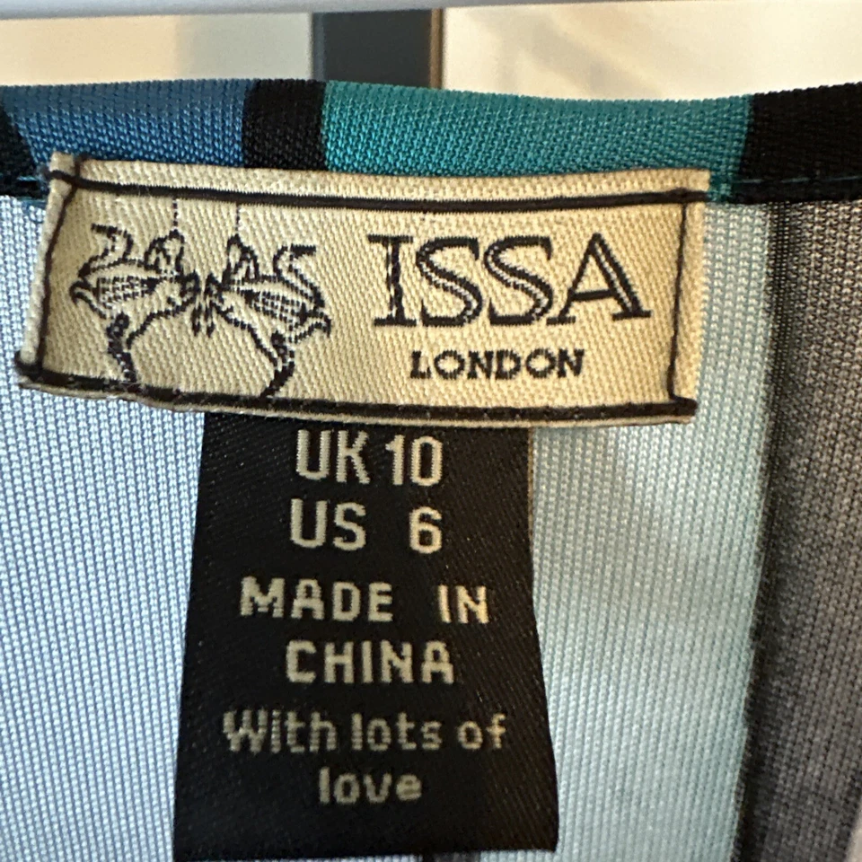 Vestido envolvente jersey de seda Issa London talla UK 10 US 6 multicolor cremallera lateral izquierda Foto 3 de 4