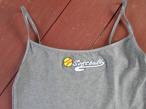 Bella Women's Gray SOFTBALL Stretch Tank Top - Medium - Picture 2 of 2