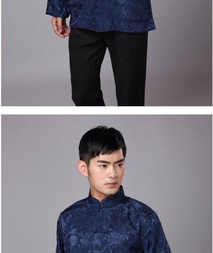 Costume cinese tradizionale cinese uomo tang top stampa seta S~XXXL - Foto 13 di 29