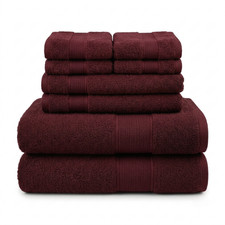 8 Piece Bath Towel Set 100 Cotton 600 GSM Soft Absorbent Bathroom Towels