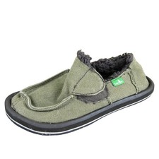 Sanuk Boys Slip-On Sz T 10 Medium Brown Fabric Slip On