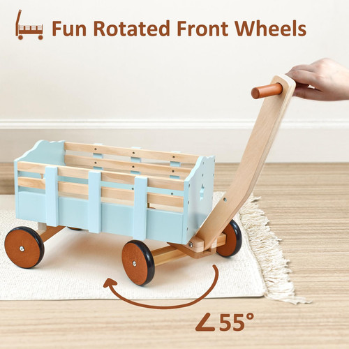 Kids Wagon Toy,Wooden Toys Cargo Walker Cart Wagon Stroller,Toddler Push and ... - Bild 2 von 7