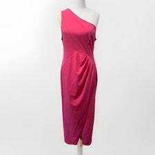 Flirty Hot Pink One-Shoulder Cutout Asymmetrical Dress Cocktail Large