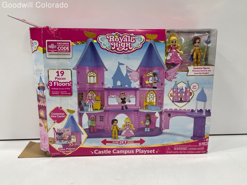 Flo-Motion Pink Purple Castle Campus Playset Dollhouse Princess Figures 3