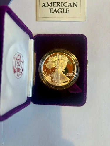 1987-S American Eagle ONE DOLLAR S$1 USD 1 OZ-T .999 Silver Proof Coin COA