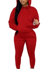 Jogging Suits for Women 2 Piece Sweatsuit Cute Hoodie and Sweatpants Set Red ...