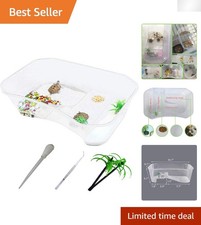 Durable 3 Gallon Plastic Turtle Tank with Basking Platform for Aquatic Pets