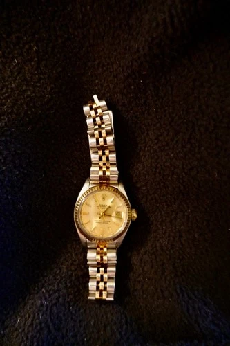 Rolex Vintage Ladies Datejust 69173 26mm Champagne Dial 18k Yellow Gold S Steel