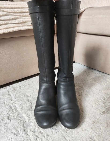 Women Ecco Boots Black Leather 38 #3SHZ