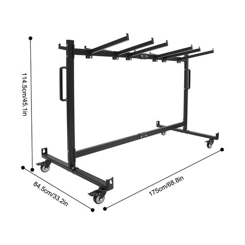 Folding Chair Rack Dolly Cart W/lock Caster Max 42 Foldingtables 12 Hanging Rods