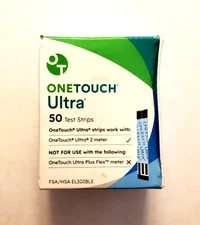 New Retail One Touch Ultra Glucose Diabetic Test Strips 50 Ct Exp 12/31/2026