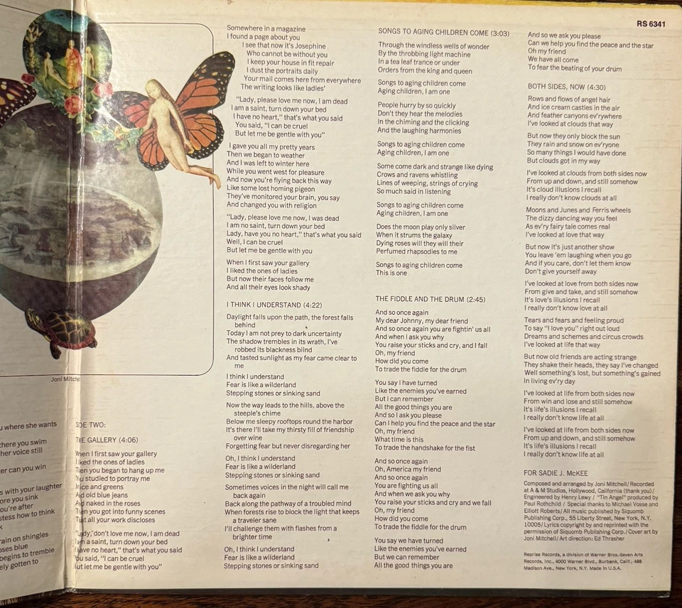 Joni Mitchell 1969 CLOUDS LP Vinyl Sleeve-Ex W/ Insert Record-M+ Beautiful Find - Image 4 of 4