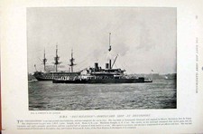 Old Antique Print Navy Army Warspite Portguard Ship Queenstown Devenport