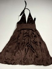 *NWT* ADRIANNA PAPELL Boutique Silk Halter Top Brown Dress Sz: 14
