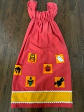 VTG Halloween babydoll PUMPKIN maxi dress Costume Boo ghost Y2K Coral adjustable