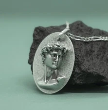Statue of David Bronze/Silver Necklace, Michelangelo David Pendant, David Charm