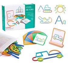 142pcs Wooden Pattern Blocks Montessori Smart 23 16.5 3.8 CM , Multi-color