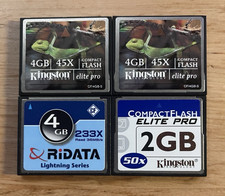 CompactFlash CF Memory Cards Lot of 4 Kingston Ridata 4gb 2gb Targus Case