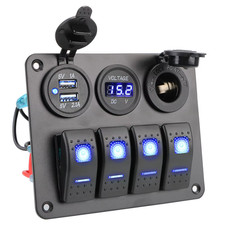 12V/24V 4.2A USB 5 Gang Rocker Switch Panel 4x4 switches led winch light bar