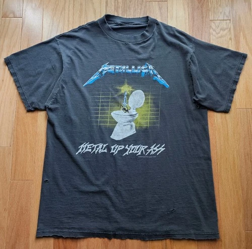 Thrashed Faded Metallica Vintage Metal Up Your Ass Gian 1990s vintage concert t-shirt, vintage, single stitch, B+ condition