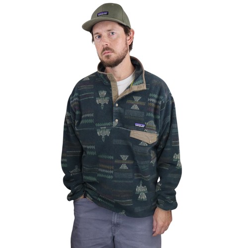 Patagonia Aztec Turtle Synchilla Fleece Snap-T Pullover Jacke Herren L Thunderbird