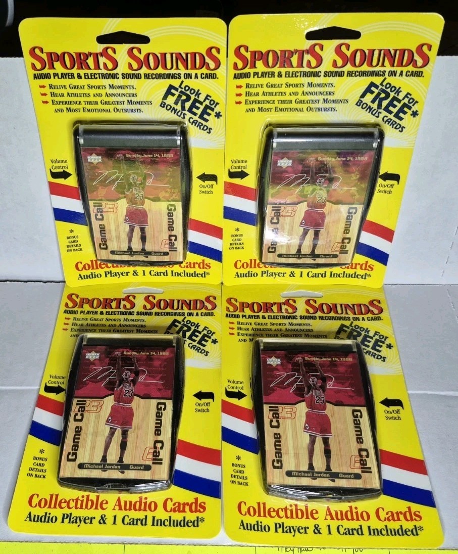 (4) MICHAEL JORDAN Sports Sounds Collectible Audio Cards Lot * RARE AIR JORDAN