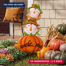 3 pcs Metal Fall Garden Stakes, Scarecrow  Pumpkin Fall Outdoor Decor