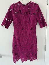 Lulus Magenta Sheer Lace Short Sleeve Mini Dress Sheath Women's Size Medium