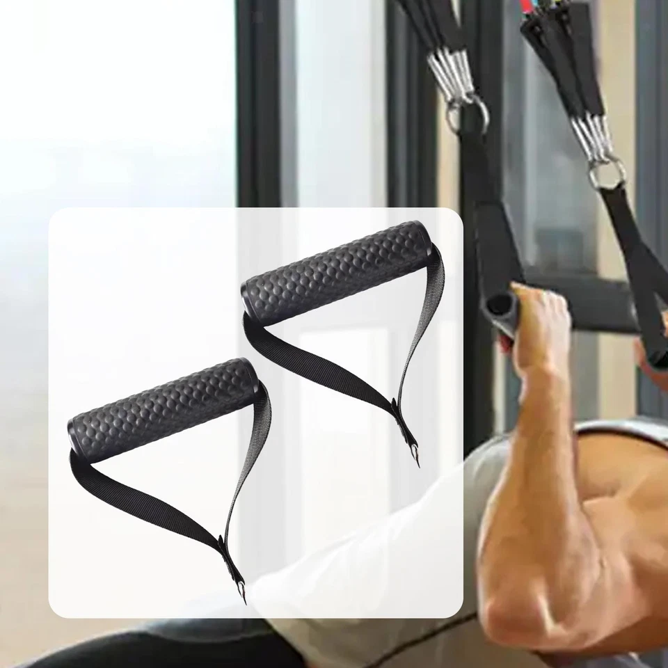 2x Cable Machine Attachment Handles Pull Band Handles Fitness Straps Tricep Rope - Image 2 of 4