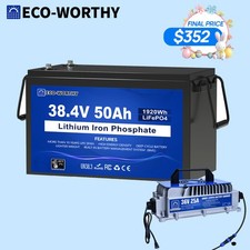 ECO-WORTHY 36V 50AH Lithium Golf Carts Lifepo4 Battery with 36V 25A Charge