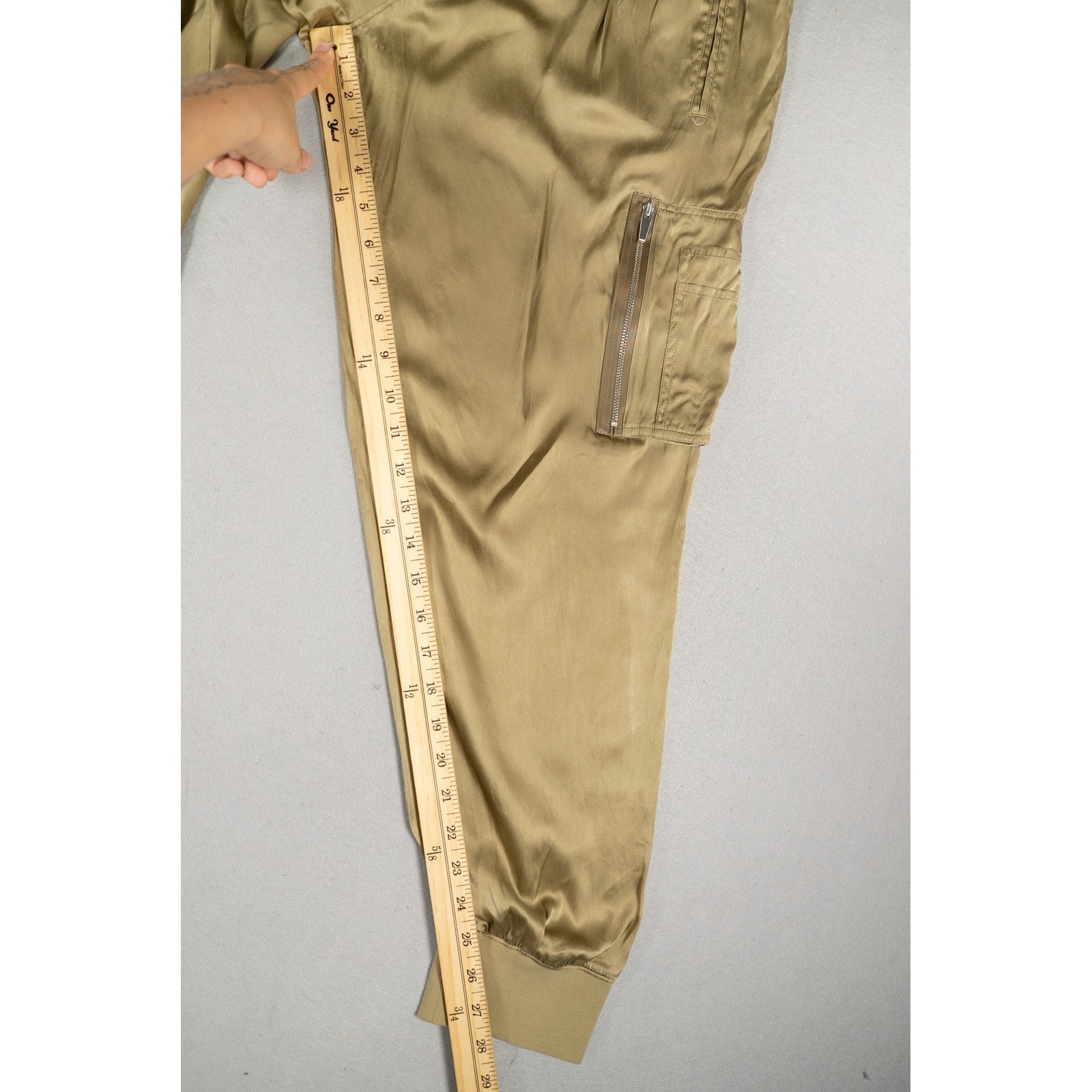 ATM Anthony Thomas Melillo Silk Cargo Jogger Pants Olive Green Size M image 6