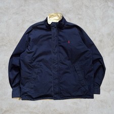 Vintage Polo Ralph Lauren Harrington Jacket Navy Blue Cotton Preppy Mens Large