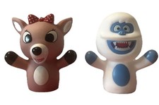 SET OF 2 RUDOLPH ISLAND OF MISFIT TOYS FINGER PUPPETS CLARICE AND SNOWMAN